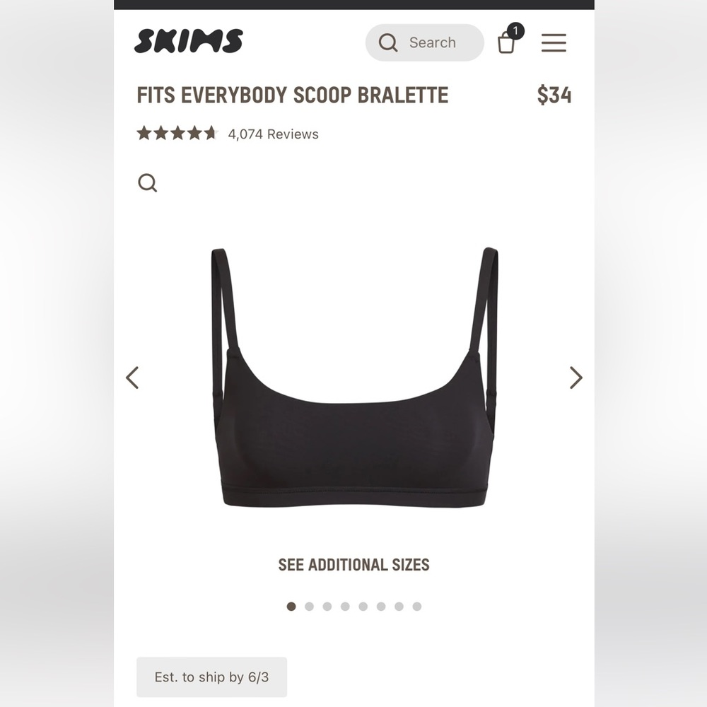 Fits Everybody Scoop Bralette Black NWT